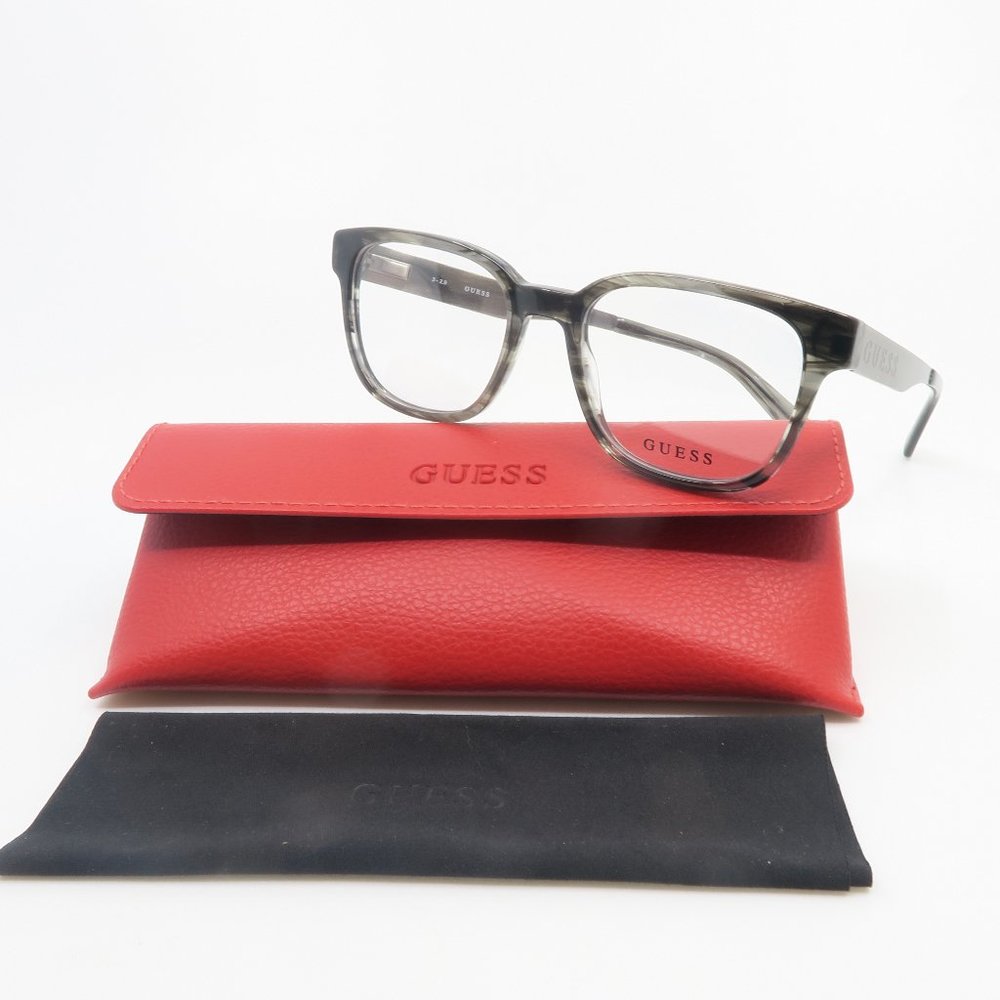 Guess GU1996 020 51mm Grey Marble/Gunmetal Square Men's New Eyeglasses.